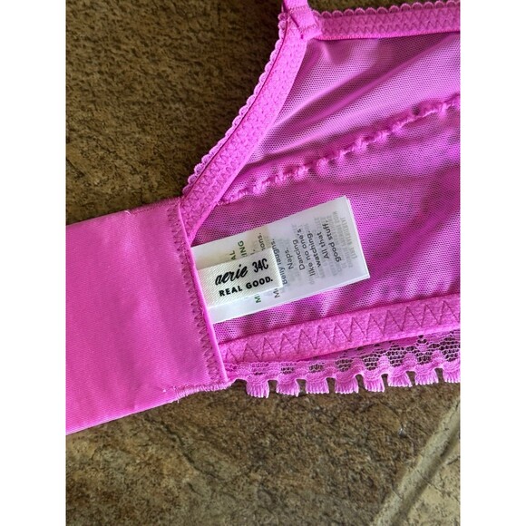 Aerie Real Power Wireless Push Up Joy Convertible Lace Bra Pink Tropics Size 34C - Picture 7 of 8